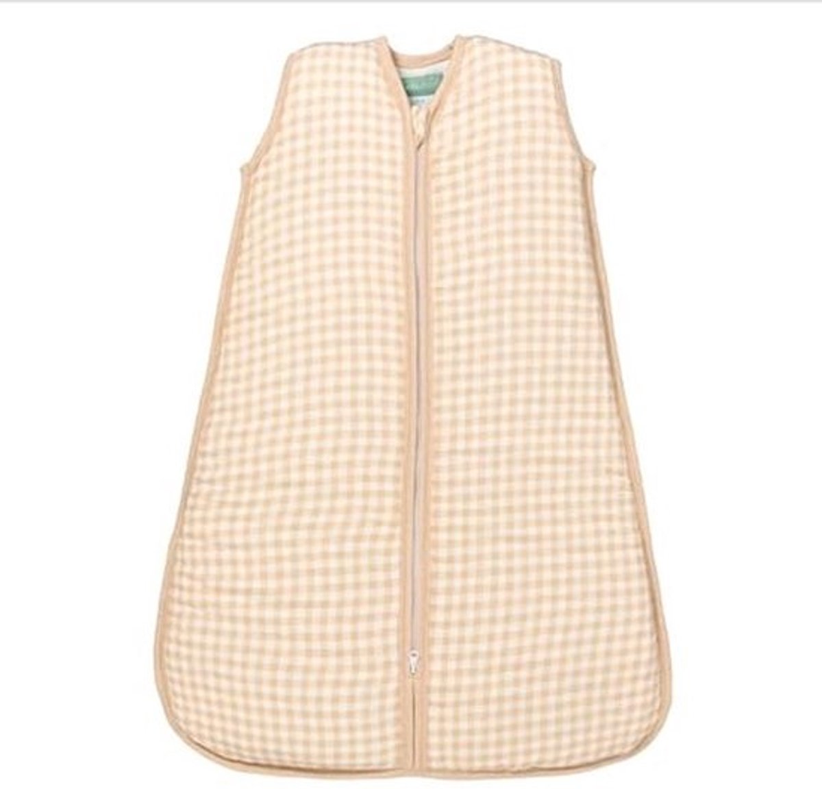Babyslaapzak zonder mouwen - 1 TOG, licht gevoerd, perfect voor lente en herfst, premium bamboe mousseline, vichy zand, 60 cm