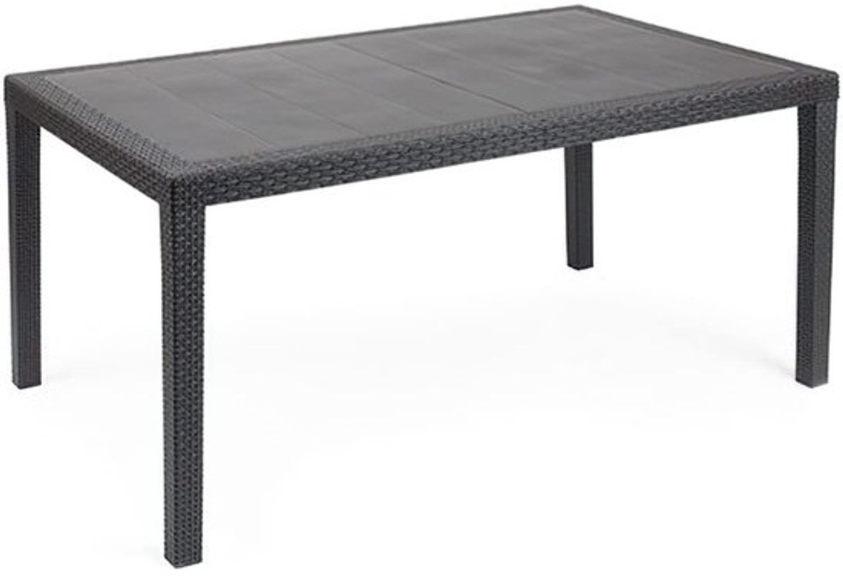 Tuin Tafel - Buitenmeubel - Buiten Eten - Rotan Effect - 150x90cm - Antraciet