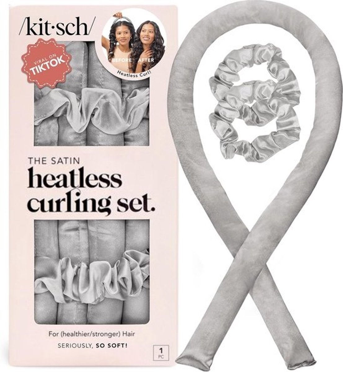 Hitteloze Krultang - Haarrollers Set - Mooie Krullen Maken - Schadevrij Stylen - 34 Inch - Satijn Roze