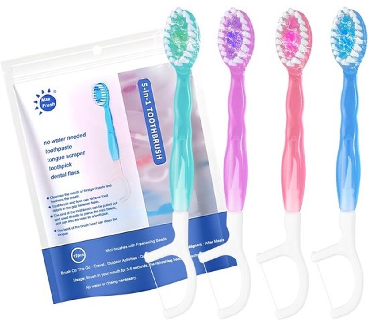 Set van 12 Multifunctionele Mini Tandenborstels voor Reizen en Onderweg