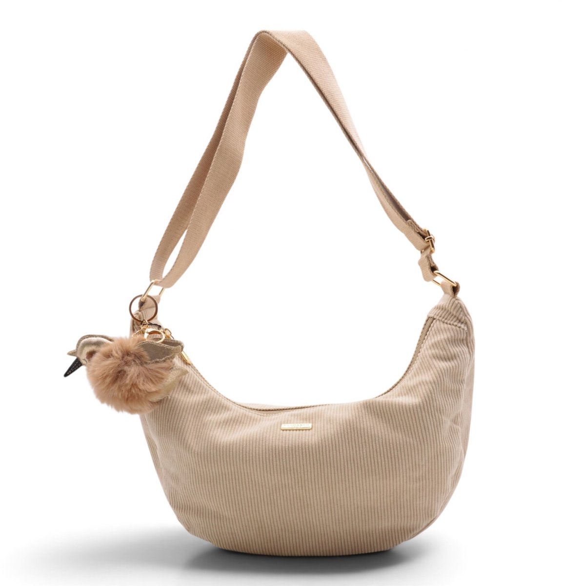 Flora&Co -Paris - corduroy/ribfluweel - crossbody handtas - soft - lange draagriem - beige