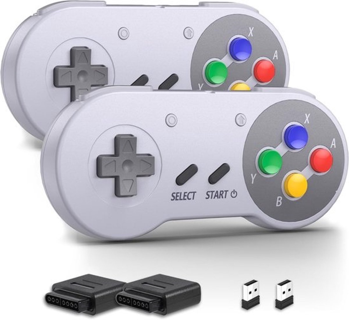 2 Draadloze SNES Controllers - 2.4GHz USB Ontvanger voor Switch, PC, Mac en Raspberry Pi