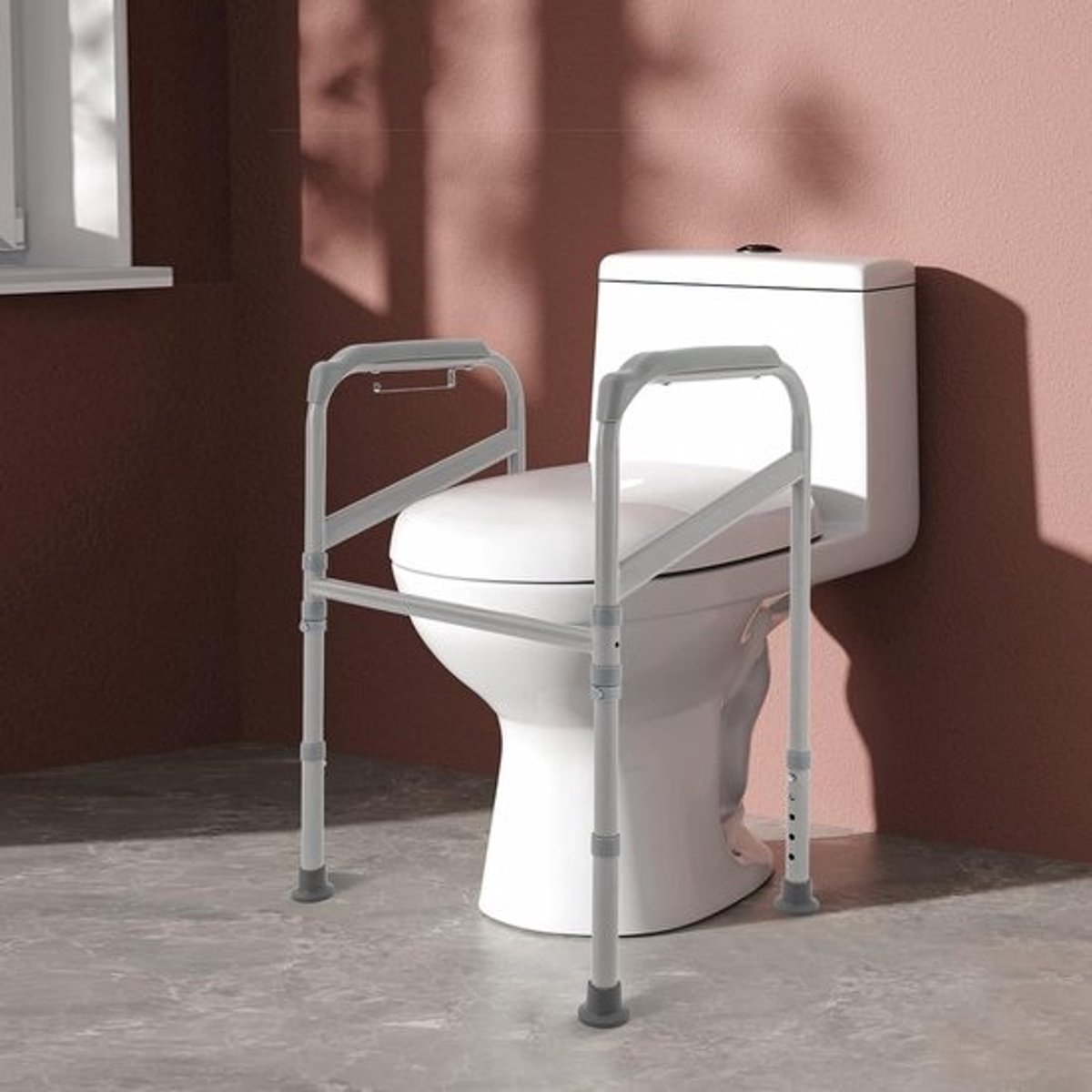 In hoogte verstelbare toiletverhoger met stevige armleuningen - Antislip voor ouderen en mobiliteitsproblemen