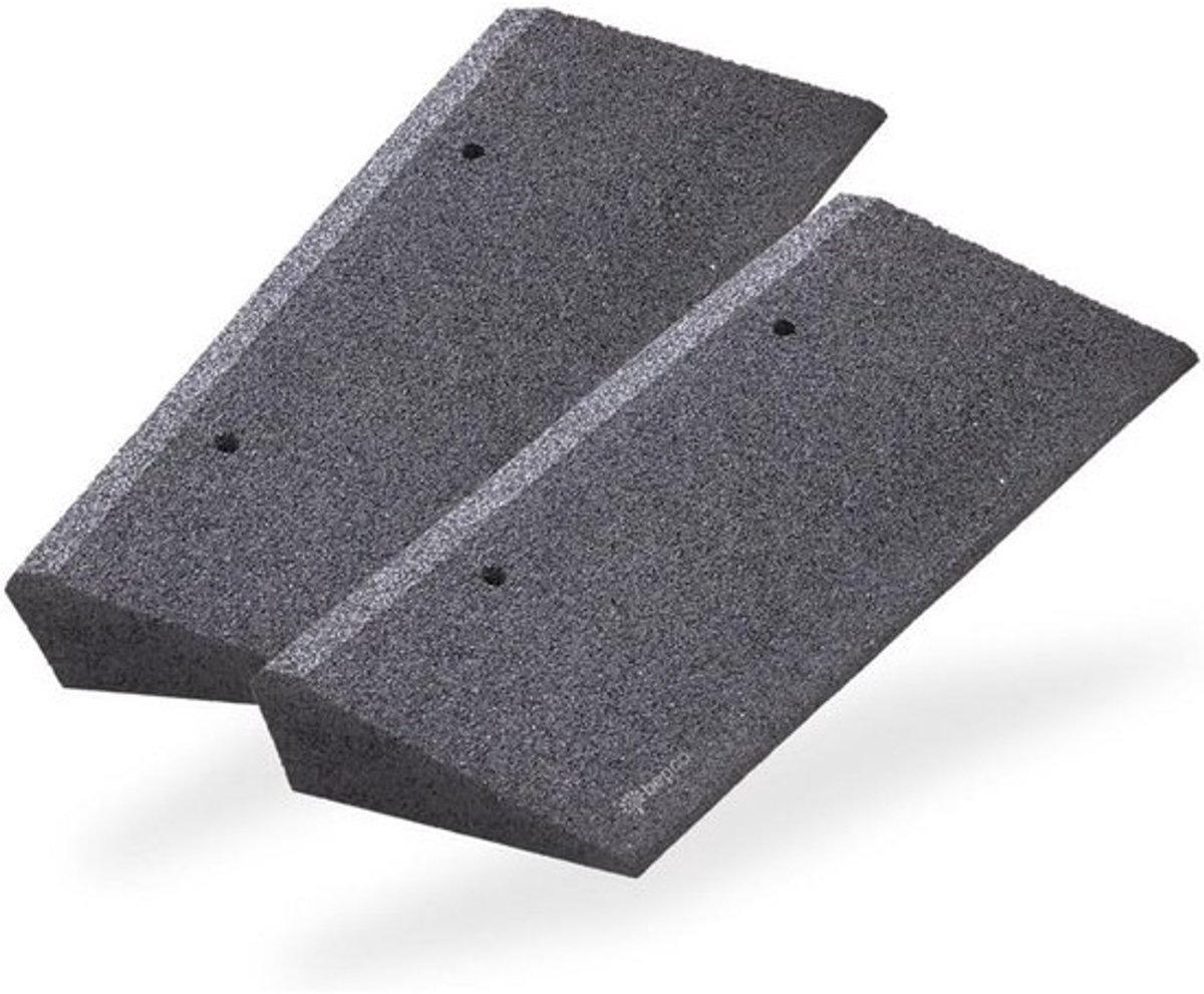 Rubberen Oprijplaat Set van 2 - 50 x 25 x 8 cm - Stoeprand Helling voor Eenvoudige Toegang