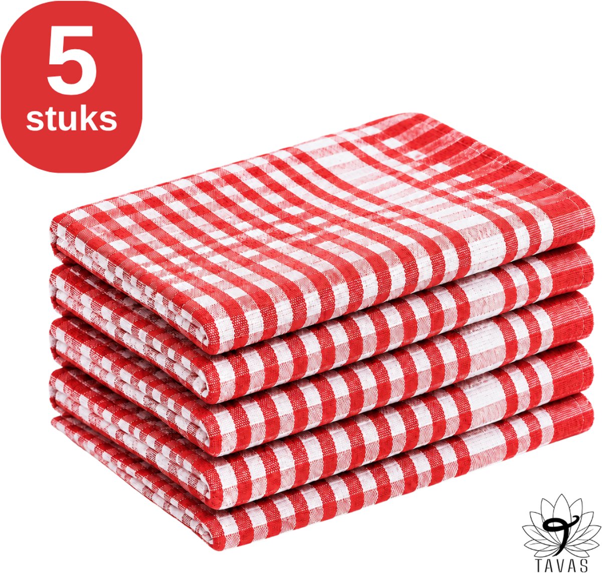 Theedoekenset Rood Glazendoeken 47x67 cm - Set van 5 - Horeca 80% katoen 20% Polyester Theedoeken horeca