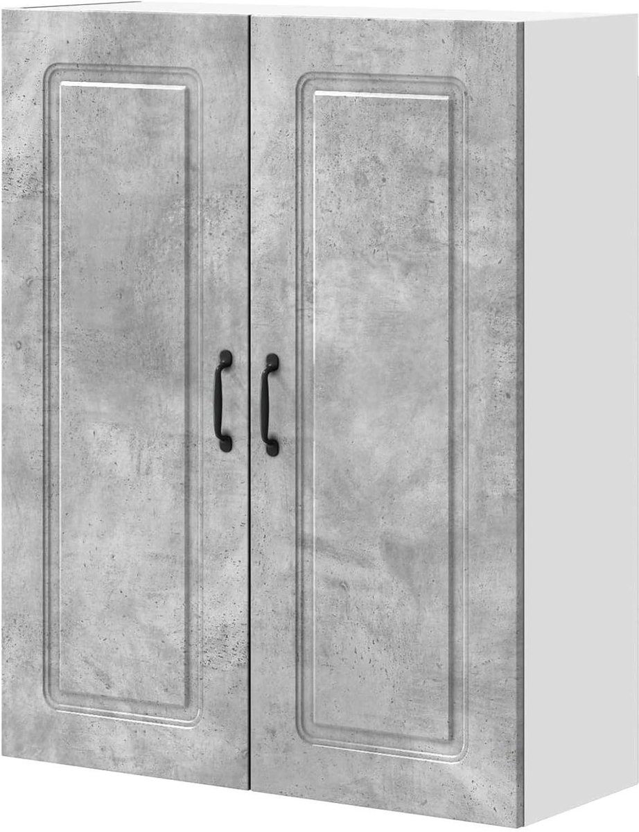 Keukenkast - Opbergkast Wandkast - Keuken Organiseren - Stevig Houtmateriaal - 80 x 100 cm - Betongrijs