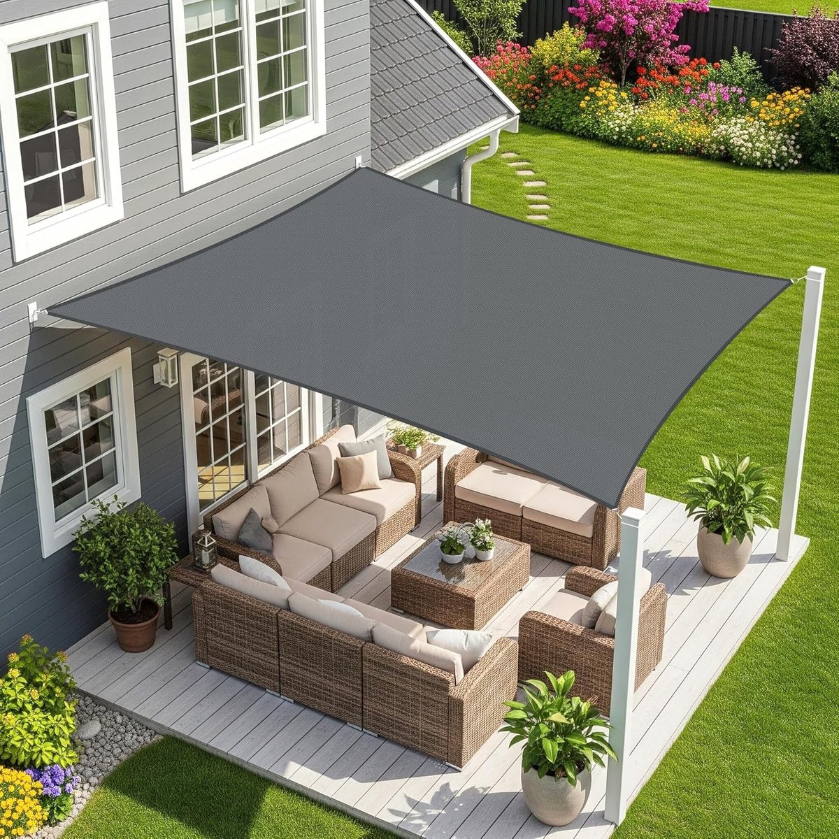 Waterdichte Schaduwzeil Rechthoekig 3x3m - Ideaal voor Tuin, Terras en Balkon in Antraciet