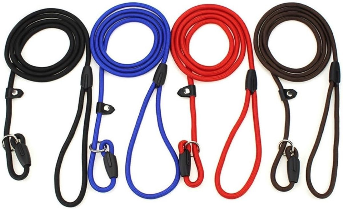 Set van 4 Nylon Hondenlijnen, Slipriem voor Professionele Hondentraining, Ideaal voor Wandelen, 1.35m x 1cm, Antiklap, Duurzaam en Comfortabel