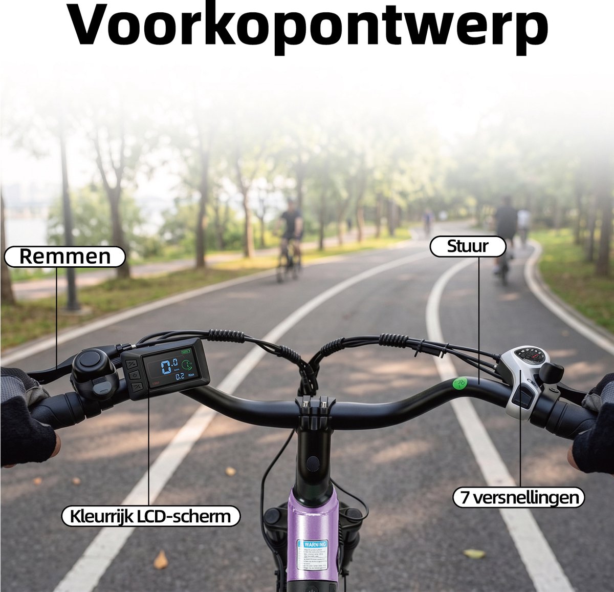 BEKUP V1 E-bike - 25 km/u - 26inch - 75km actieradius - 250W motor - 36V 14.5Ah accu - paars thumbnail 6