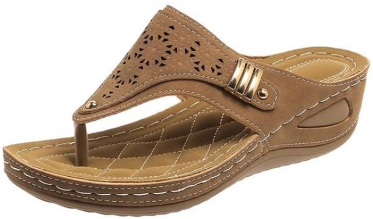 Kraftverdia Generisch Orthopedische sandalen voor dames met ondersteuning van de voetboog, wigvormige slippers, comfortabel, elegant, casual, strandpantoffels 36 yards