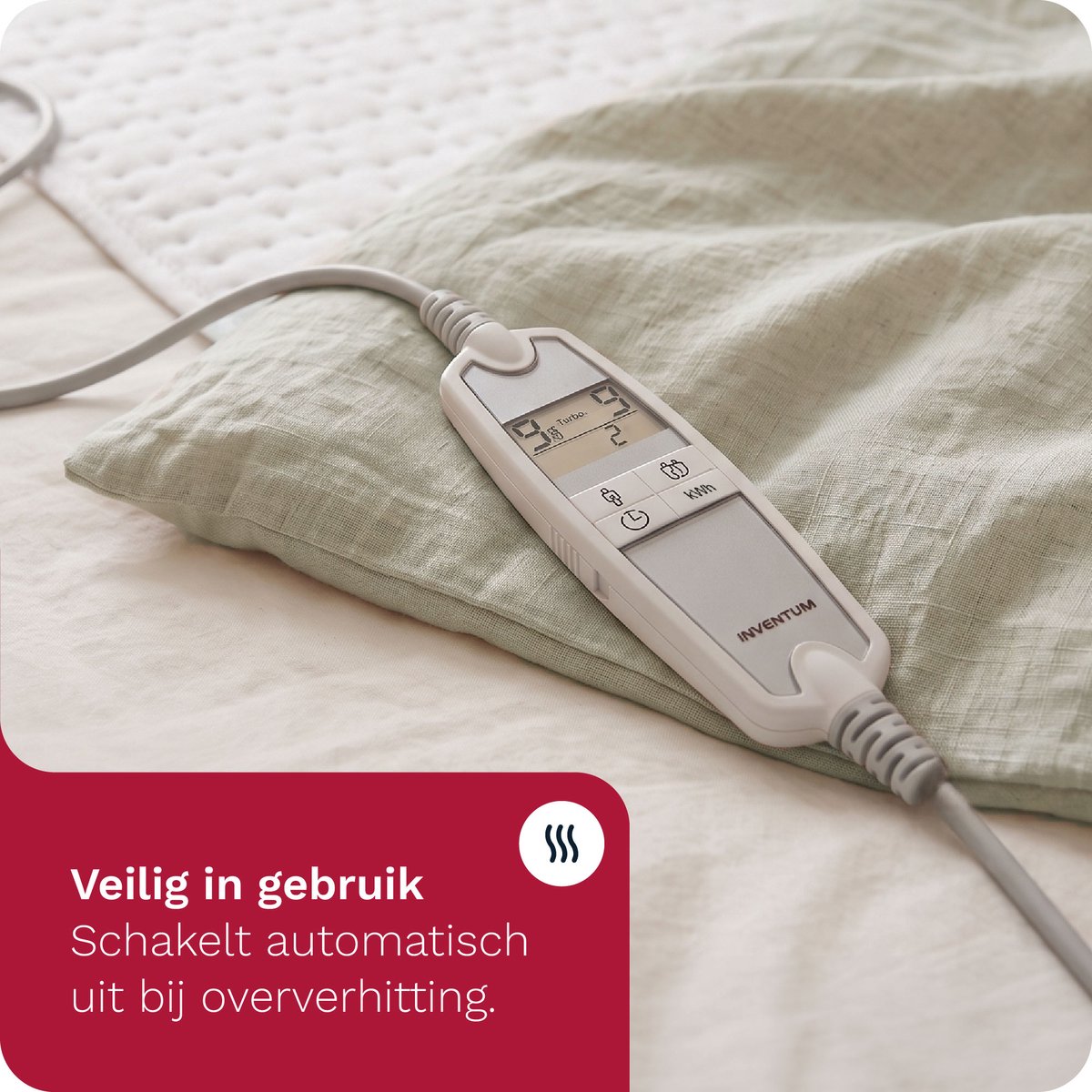 Inventum HN297V elektrische onderdeken 160x160 cm - 2 persoons - Warmtedeken - 9 warmtestanden - 2 zones apart instelbaar - Anti-allergie - Antibacterieel - Fleece - Wit — cadeau in Cadeau-ideeën - foto 5