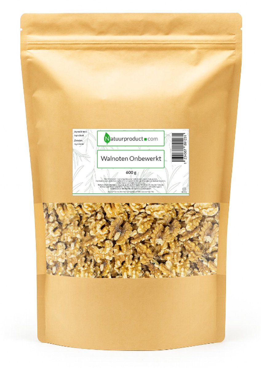 Walnoten - Ongebrand & Ongezouten - Natuurproduct - Premium kwaliteit Noten - Rijk aan Omega-3 - 600 gram