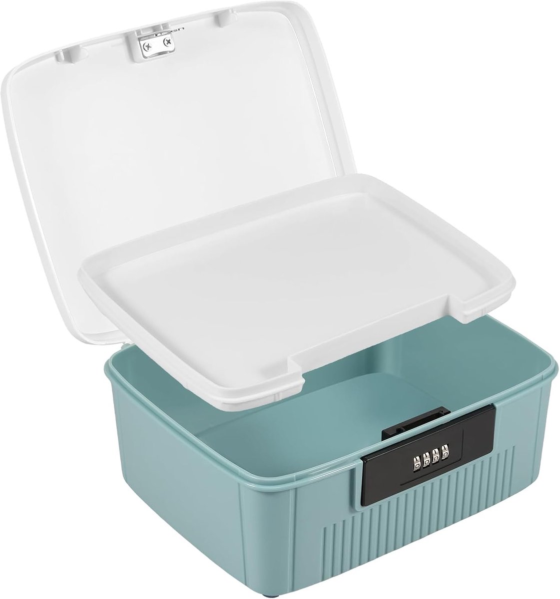 Afsluitbare medicijnbox met cijferslot - Opbergdoos met cijferslot - Waterdichte medicijndoos - met uitneembaar bakje - 9 liter - Geschikt voor thuis, kantoor en op reis - 26 x 22 x 12 cm - Blauw