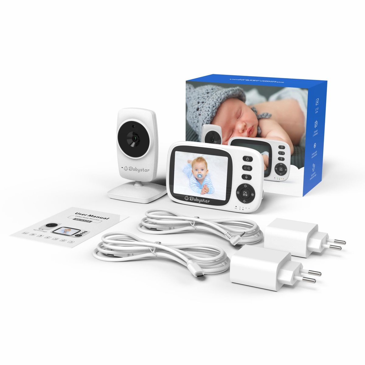 Babyfoon met Camera 3,2 Inch HD – Nachtzicht – Tweeweg Audio – VOX Modus – Bereik tot 300 m