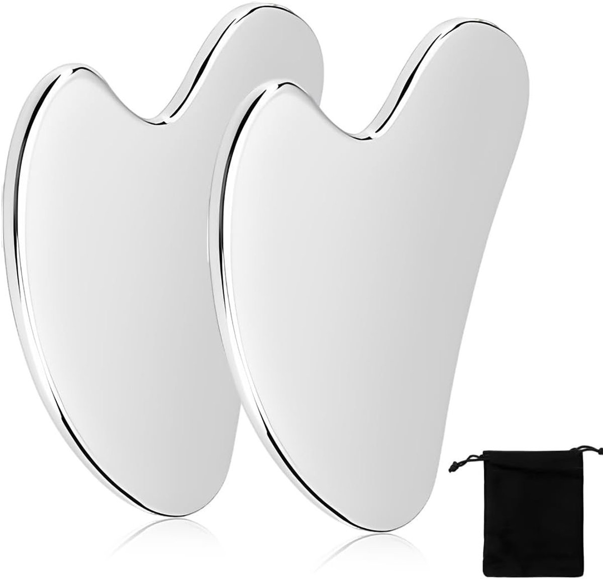 Gezichtsmassage Tool van RVS, Gua Sha Steen voor Gezicht en Kin, Kinnetrekker en Spierontspanner