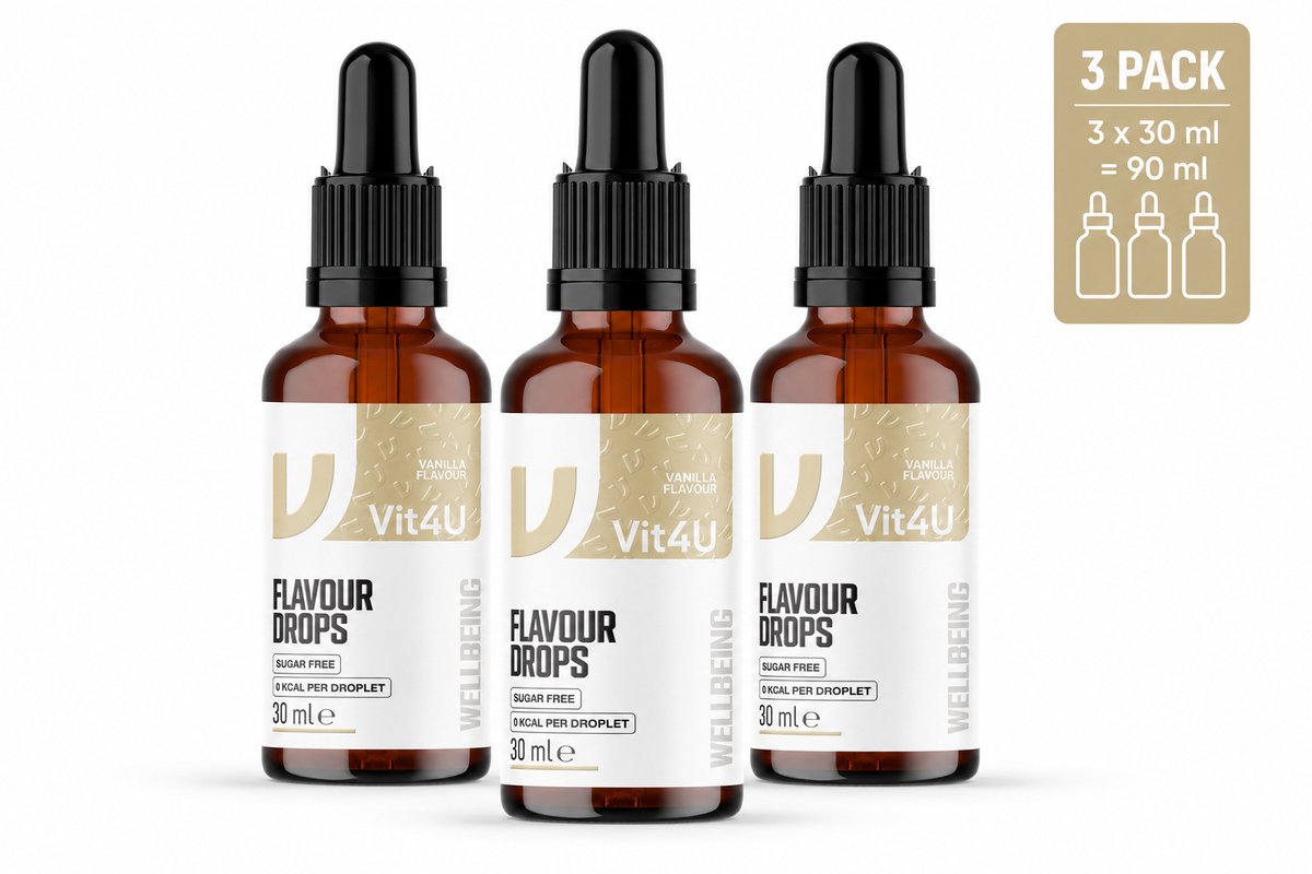 Flavour Drops – Smaakdruppels – 3 x 30 ml – Zonder Toegevoegde Suiker – Vegan - Mulitpack - Vanilla