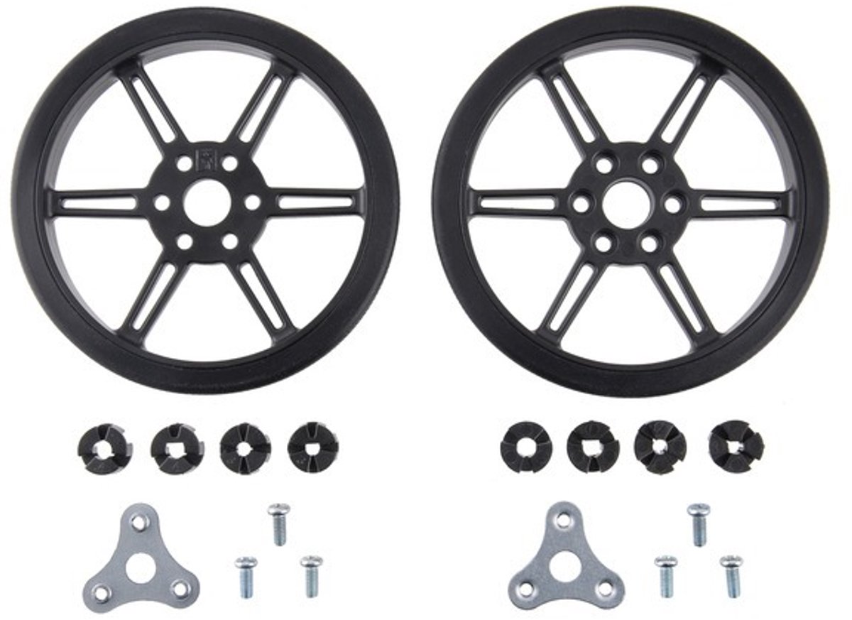 Multi-Hub Wheel for 3mm 4mm Shafts - 80×10mm, Black, 2-pack Pololu 3690