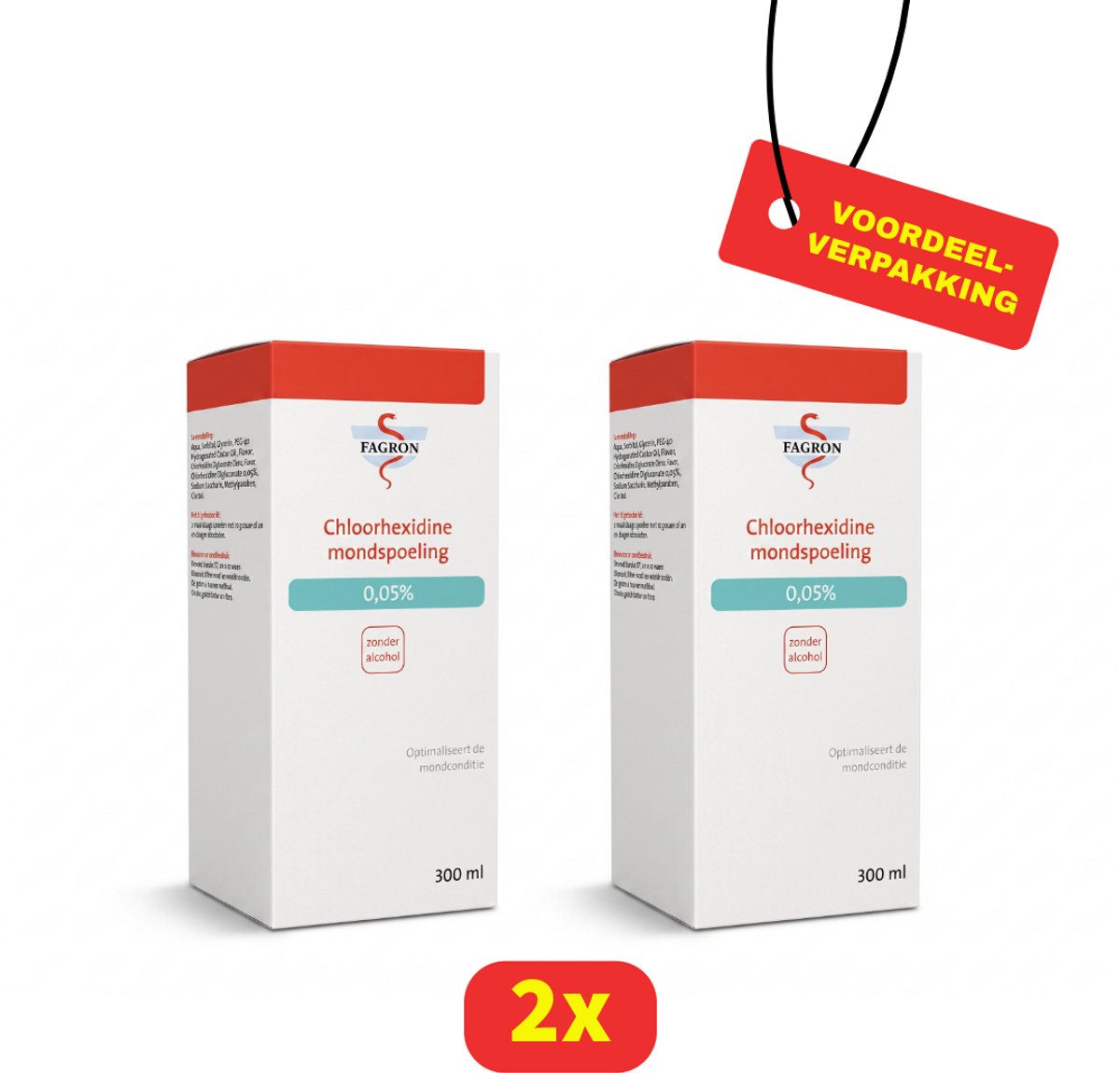 Fagron Chloorhexidine Mondspoeling 0.05% - 2 x 300 ml - Voordeelverpakking