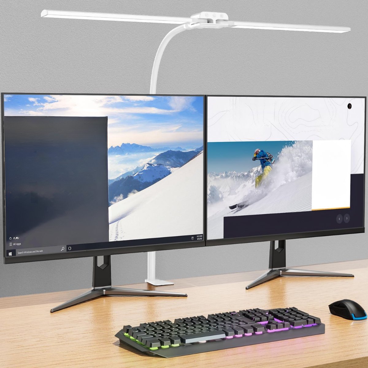 DYVNS® Monitor Lamp LED - Bureaulamp met Klem - Klemlamp PC - Gaming & Kantoor - Dimbaar - Afstandsbediening - Wit