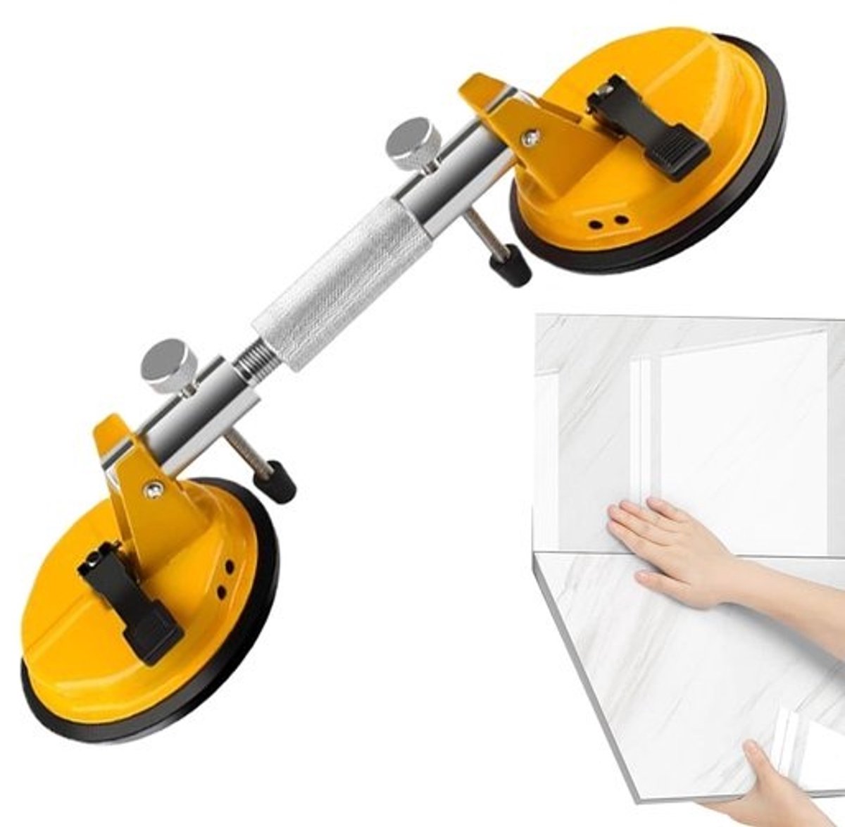 Naadzetter Steen - Tegel Leggereedschap - Nauwkeurig Plaatsen - Compact Vacuüm - 47 cm - Zwart