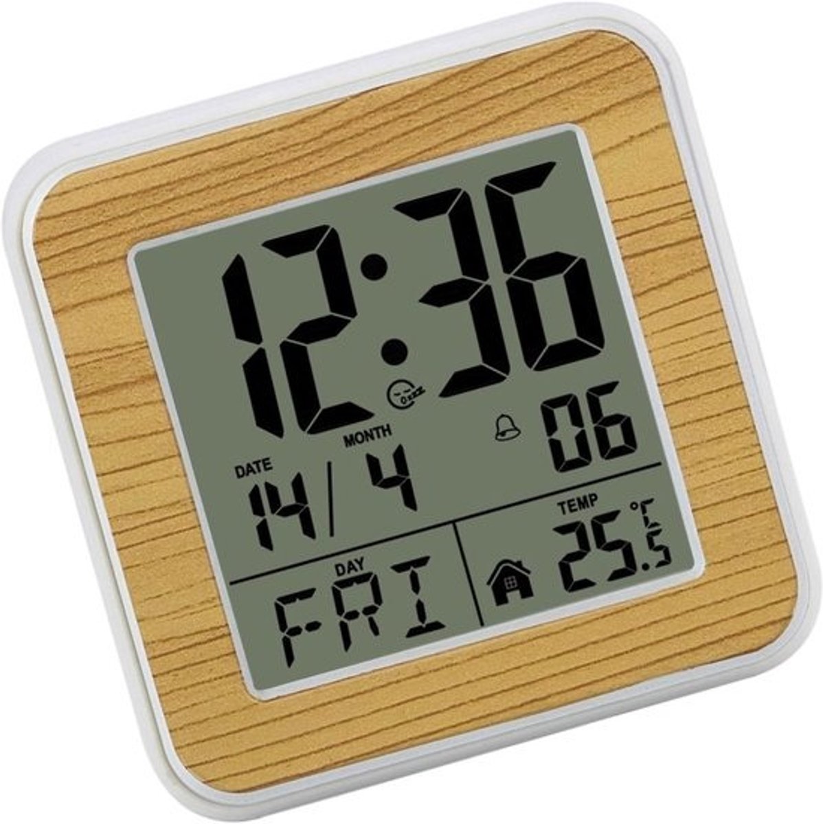 Digitale Wekker - Batterijklok LCD - Zware Slapers - Met Datum Dag Temperatuur - 8.2x8.2x3.4 cm - Wit