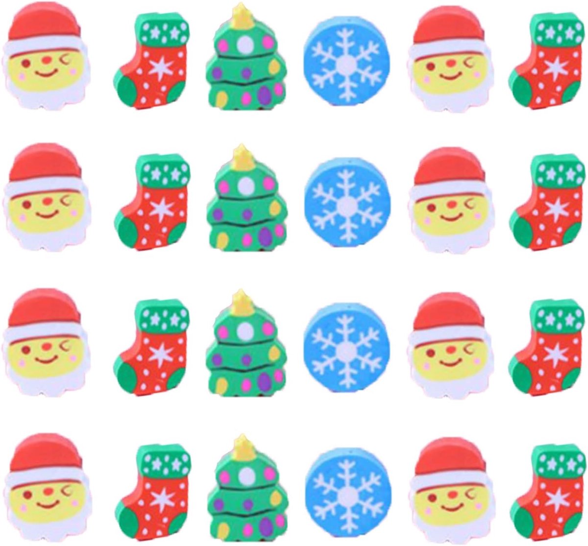 Grote Rubber Kerstgum - Schattige Kerststijl Gummen voor Feestjes, Beloningen en Vakantiebenodigdheden (48 stuks)