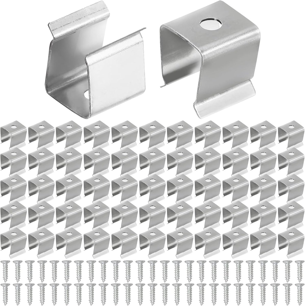 Set van 50 lichtslang klemmen met schroeven, vervangende kabelclips voor LED-strips, roestvrijstalen wandmontage en stevige bevestiging