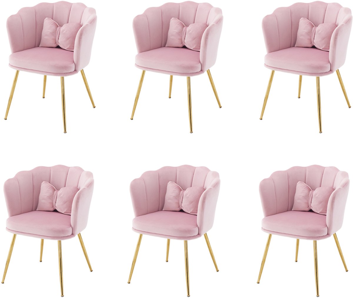 Wishdor Eetkamerstoel - Kuipstoel met armleuningen - Gepolsterd velvet - Design - Woonkamer slaapkamer eetkamer make-uphoek - Metaal - Pink - 63 x 58 x 77 cm