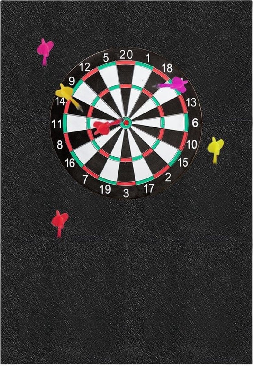 Dailygoods - Dartbord-wandbescherming: 6 stuks zwarte zelfklevende dartbord-omranding, 600x900x12mm vilt dartbord-wandbescherming, wandomranding voor dartbord, voor wandbescherming bij dartsport