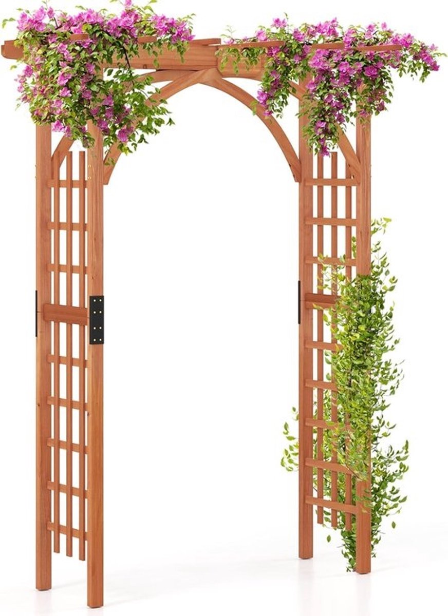 Rozenboog Hout - Tuinboog Klimhulp - Klimplanten Ondersteunen - Rustieke Uitstraling - 160x60x213 cm - Naturel