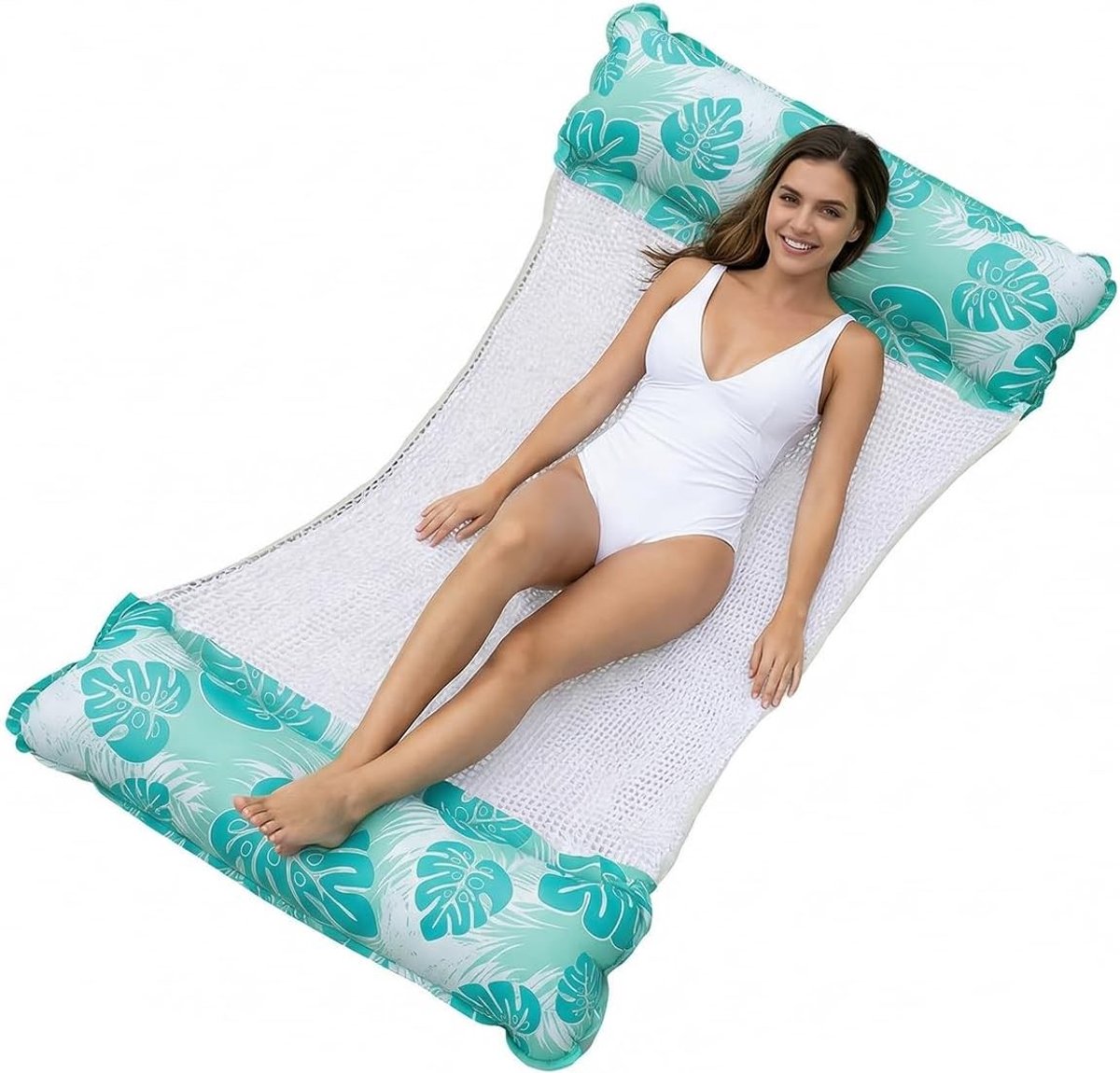 Vouwbare turquoise waterhammoek - Zwembad en strand bed voor ontspannen zonnebaden, comfortabel en stabiel voor volwassenen en kinderen.