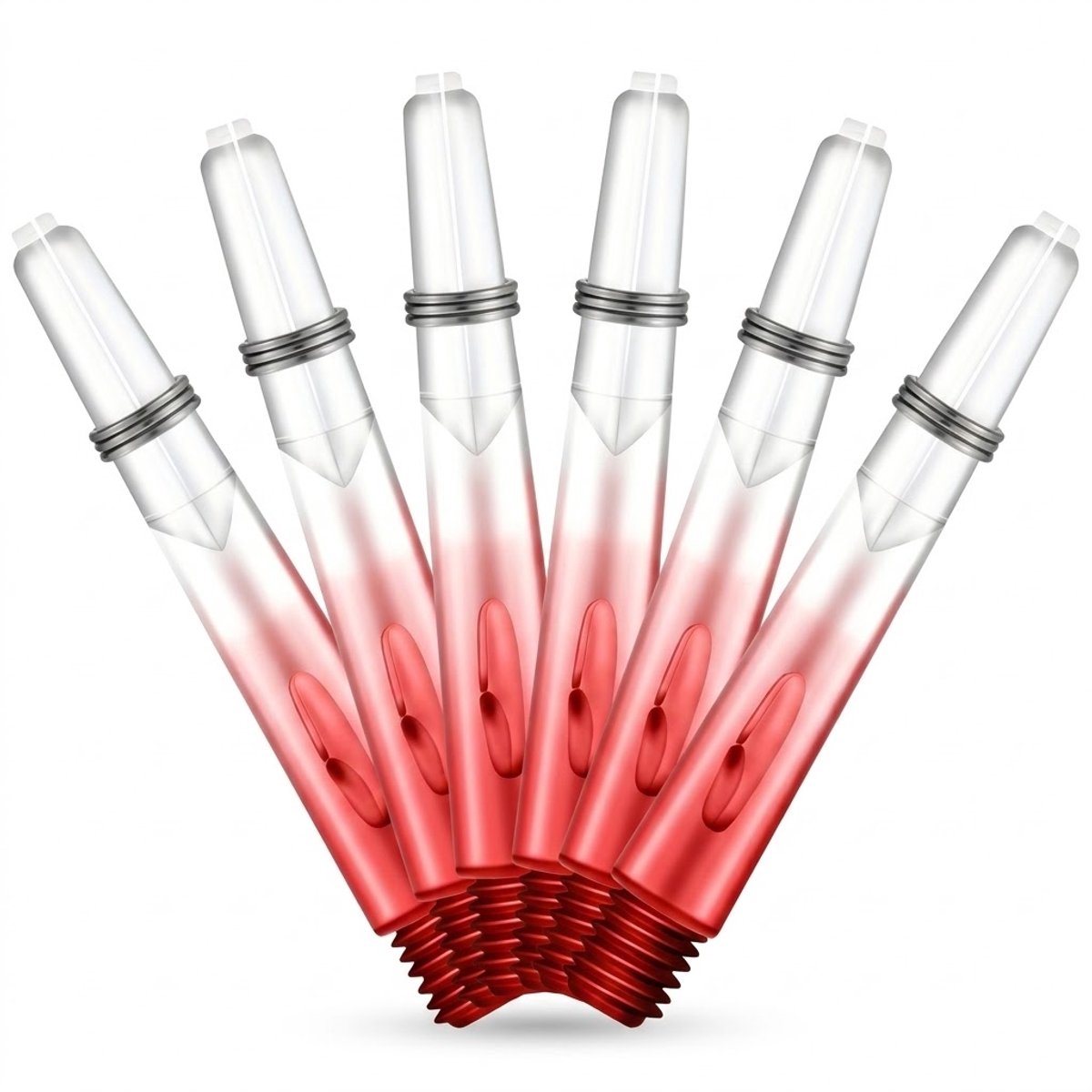 Rood wit transparant kunststof dart shafts 40mm dart shafts set voor heren en dames 2BA schroefdraad standaard model lichtgewicht darts accessoires set van 6 stuks