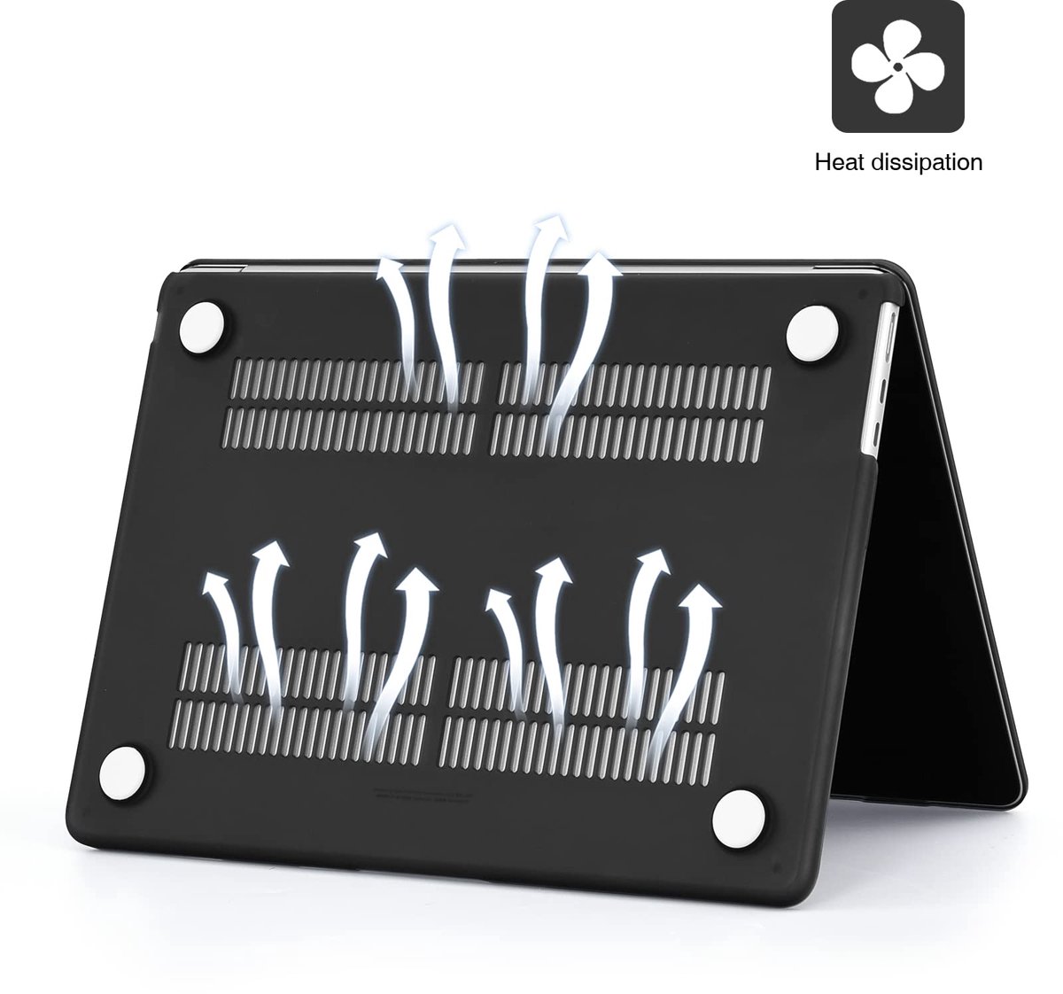 EooCoo Hoes voor MacBook Air 15 inch M5 M4 M3 M2 2026-2023, Mat Zwart - ShopVlot