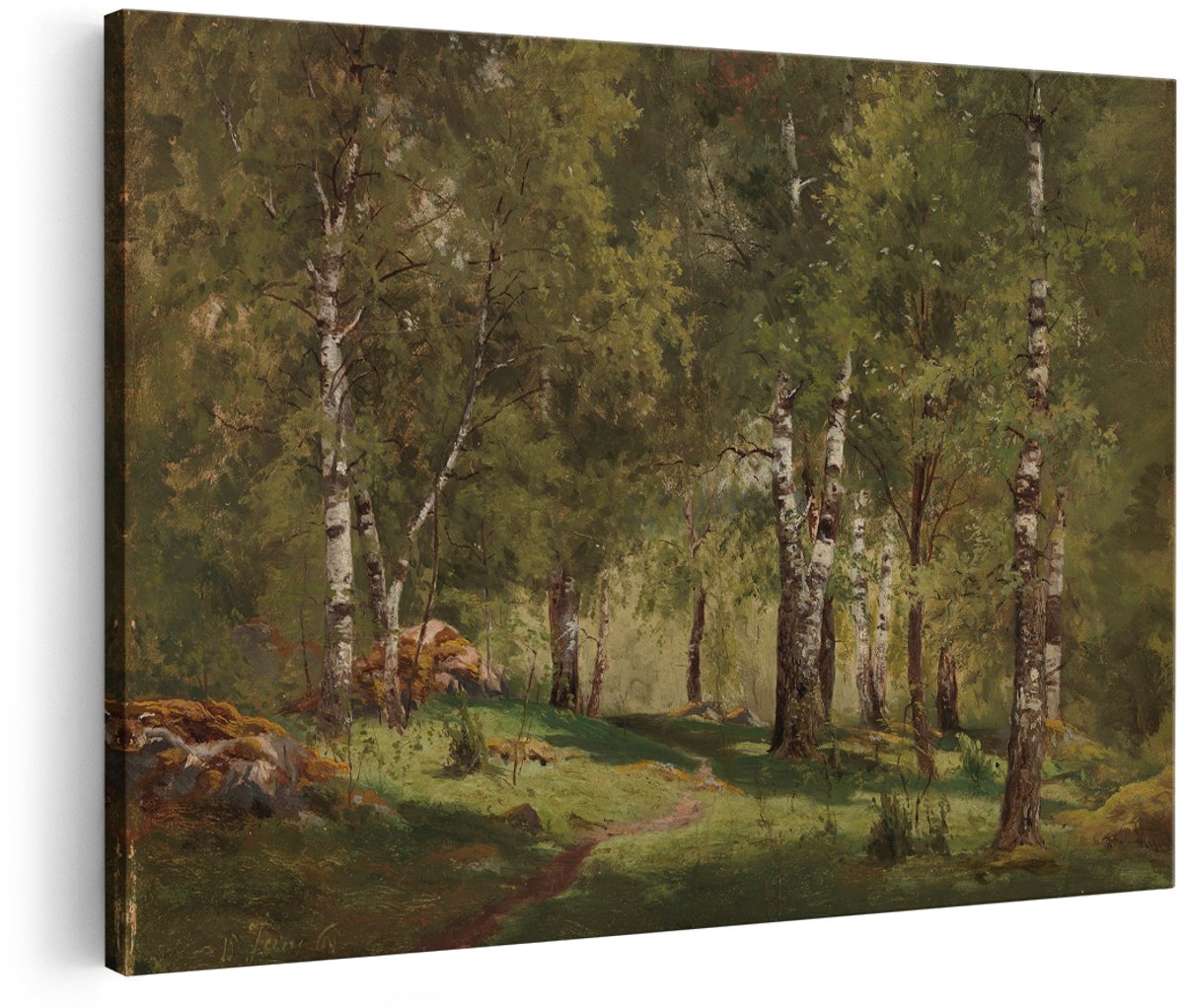 Artaza Canvas Schilderij Bos - 180x120 cm - Groot - Wanddecoratie Berken - Muurdecoratie Landschap - Schilderijen Natuur Woonkamer