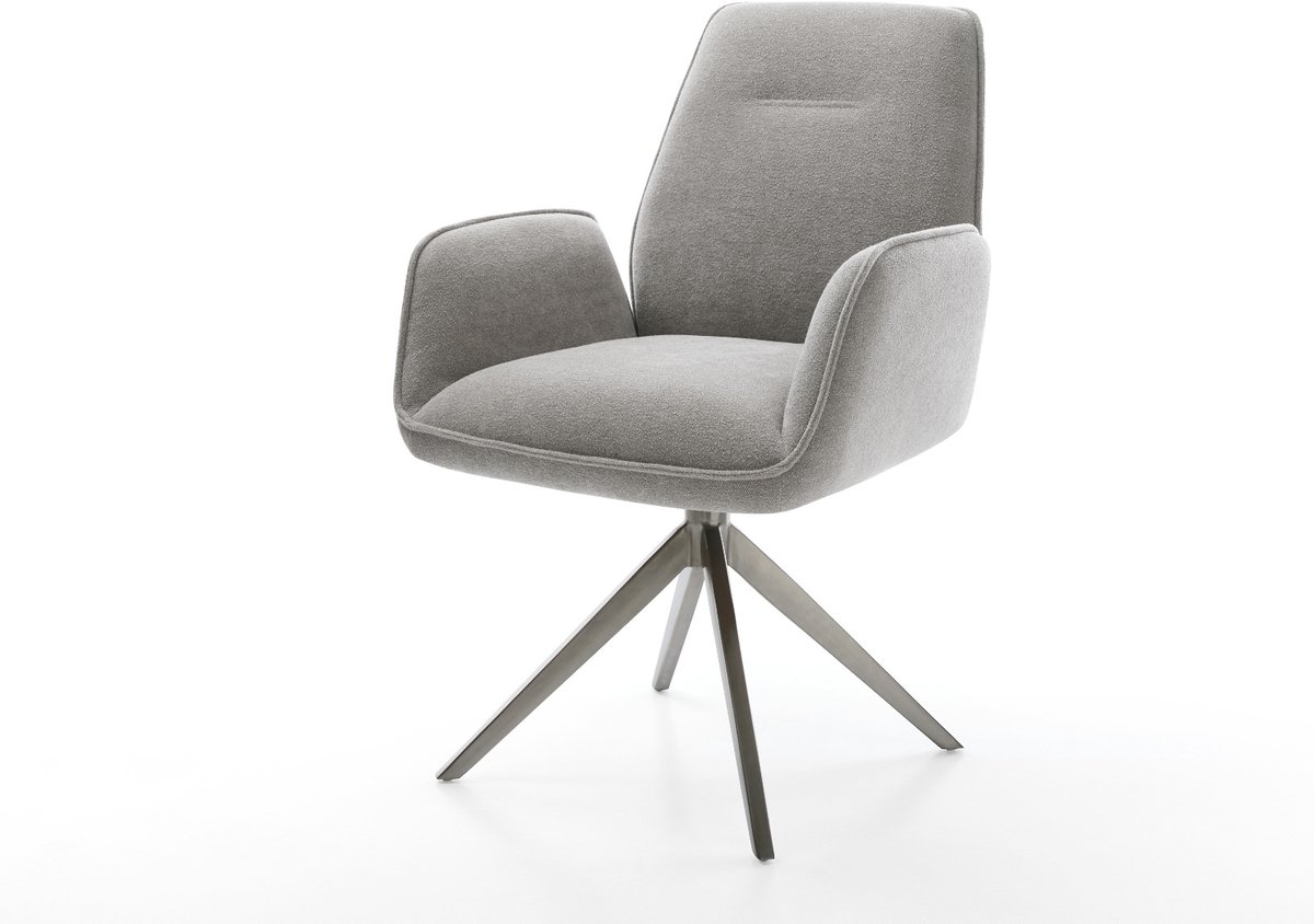 Eetkamerstoel Zoa-Flex kruisframe breed grafiet zachte stof met structuur grijs 360° draaibaar rocker-functie pocketveer kern