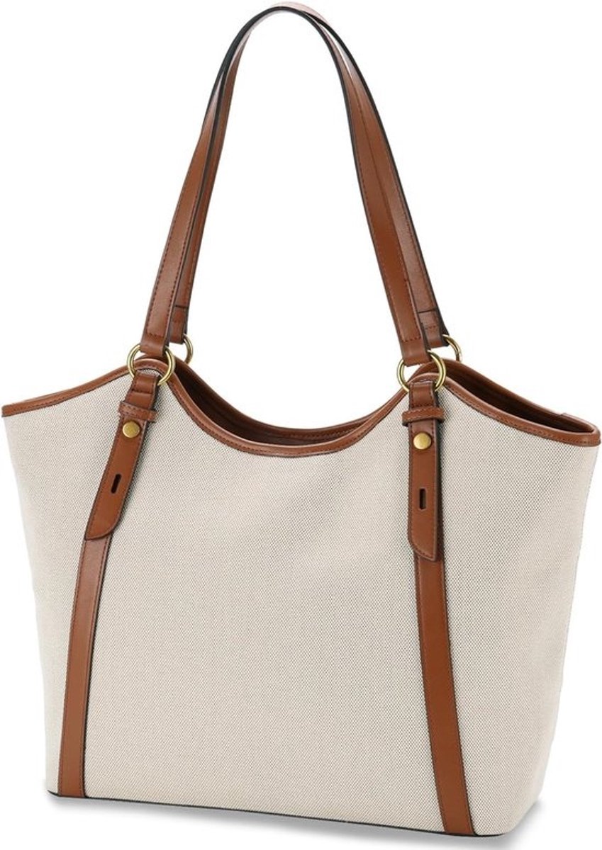 Stijlvolle Dames Handtas Schoudertas Werktas Schooltas Lichte Leren Look Laptoptas 15.6 Inch