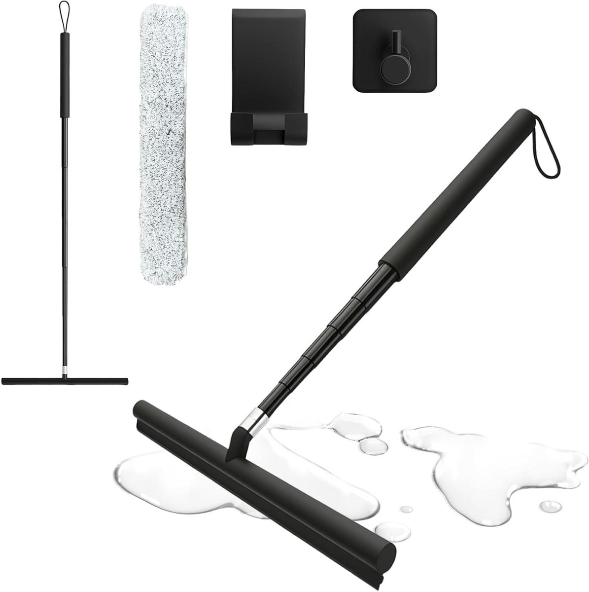 Douche Wisser - Glasreiniger - Ramen Schoonmaken - Telescopische Steel - 30-120 cm - Zwart