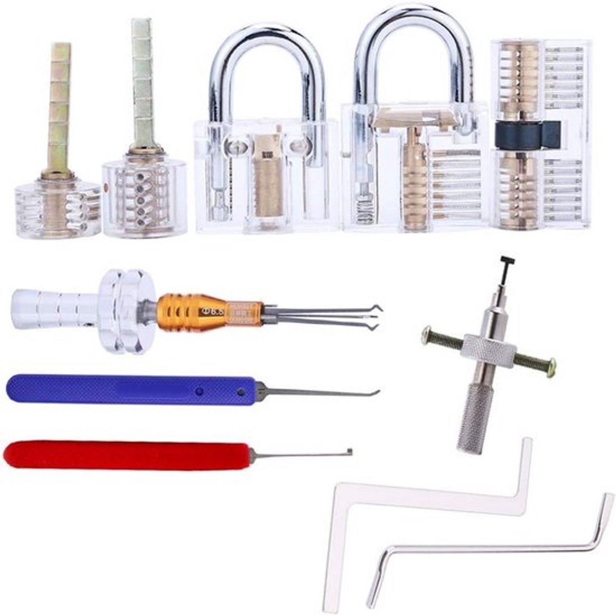 5-Pack Transparant Oefenslot en Lockpicking Set voor Beginners en Professionals