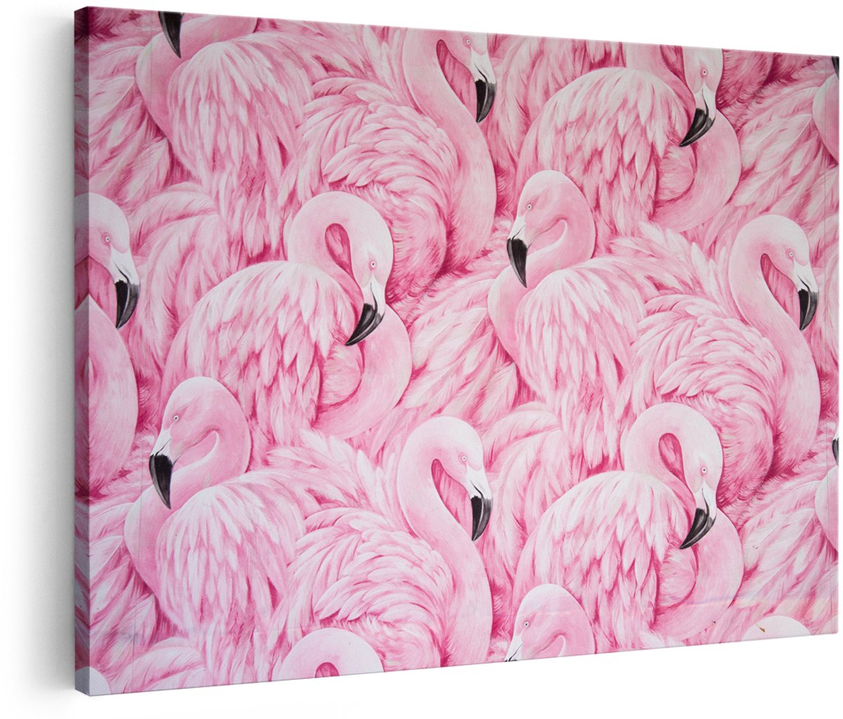 Artaza Canvas Schilderij Flamingo - 180x120 cm - Groot - Wanddecoratie Vogels - Muurdecoratie Dieren - Schilderijen Op Canvas Roze - Tropisch