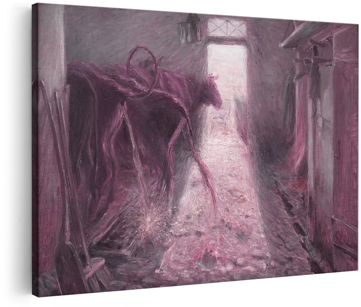 Artaza Canvas Schilderij Surrealistische Koe - 180x120 cm - Groot - Wanddecoratie Abstract - Muurdecoratie Schuur - Decoratie Schilderijen Op Canvas