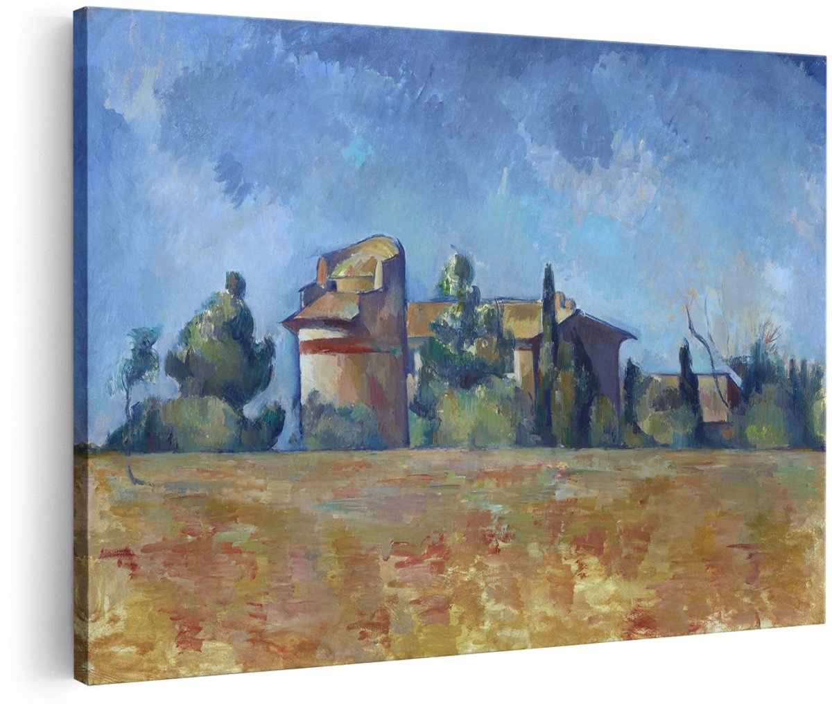 Artaza Canvas Schilderij Landschap - 180x120 cm - Groot - Wanddecoratie Cezanne - Muurdecoratie Natuur - Schilderijen Op Canvas Woonkamer