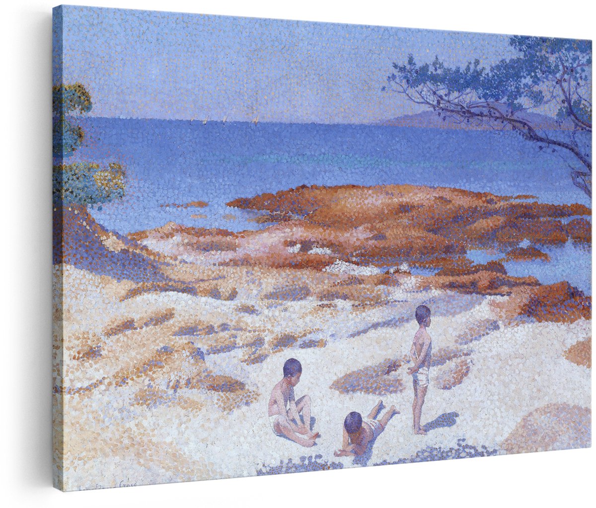 Artaza Canvas Schilderij Strand Zee - 180x120 cm - Groot - Wanddecoratie Landschap - Muurdecoratie Neo-Impressionisme - Decoratie Kust Kinderen