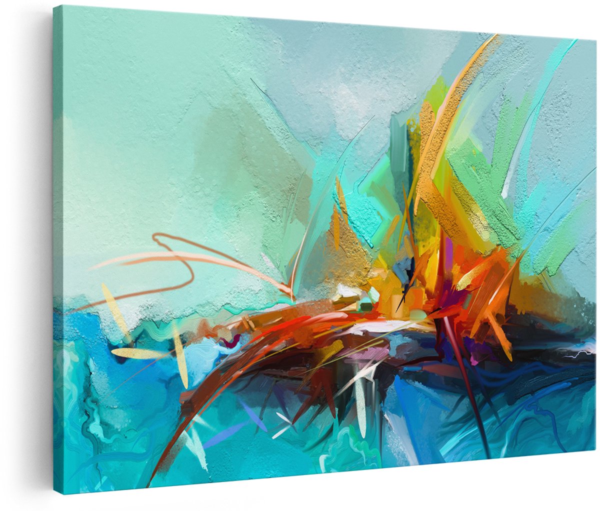 Artaza Canvas Schilderij Abstracte Kunst - Kampvuur - 180x120 cm - Groot - Wanddecoratie Woonkamer - Schilderijen - Muurdecoratie