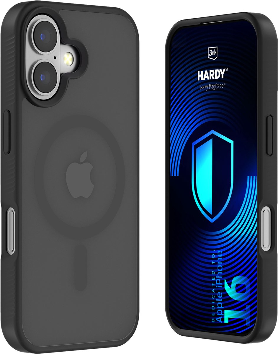 H Hardy Hazy MagCase - Geschikt voor Apple iPhone 16 - Zwart - MagSafe Compatibel - Shockproof - Mat