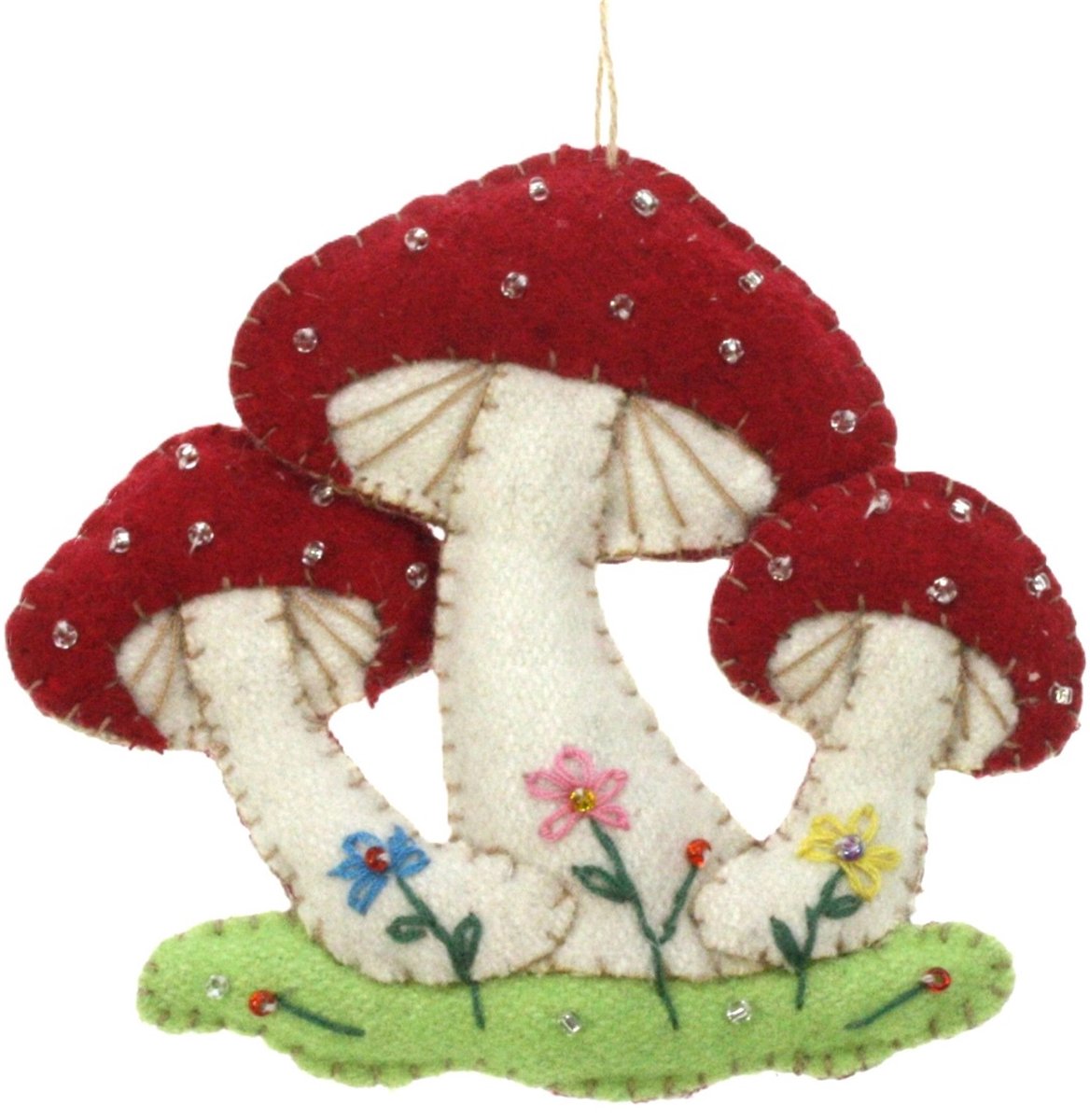 Paddestoelen rood, vilt 11x1,5x10cm