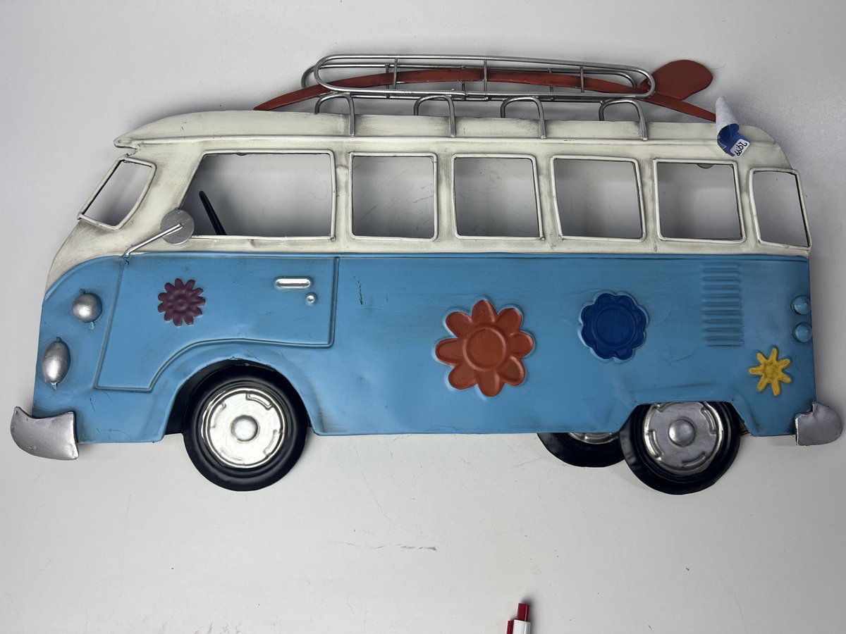 Metalen wandbord "retro bus power flower t1 look ) surf bus