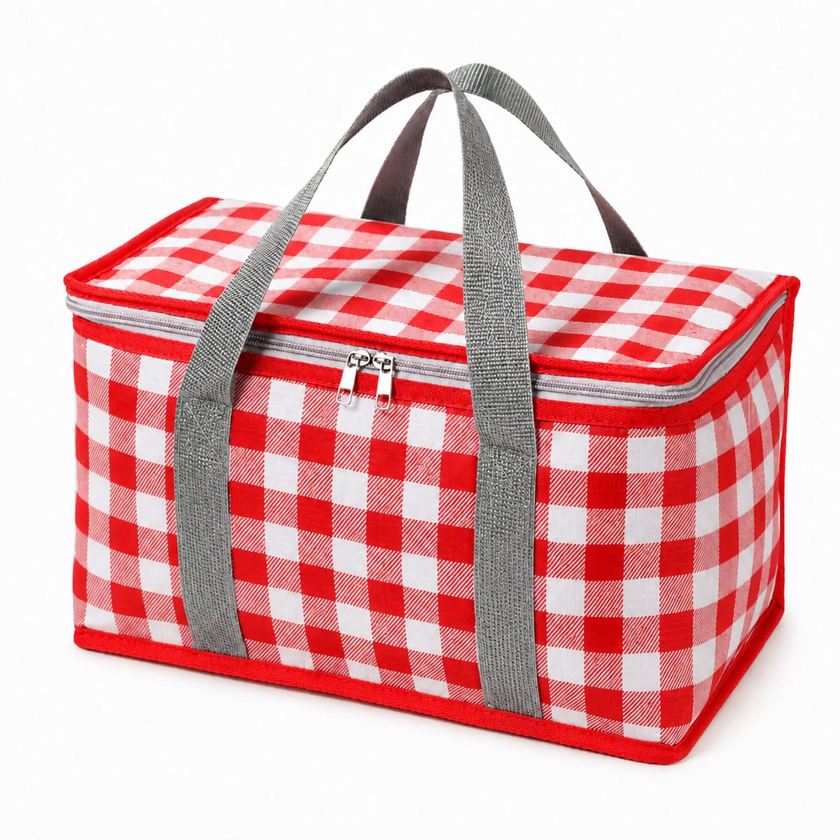 Ulisem - Koeltas - Geïsoleerde Koeltas - Picknick Koeltas - Thermotas met Ritssluiting - Houdt Warm en Koud - Voor Strand Picknick Boodschappen en Outdoor - 35 × 20 × 20 cm - Rood