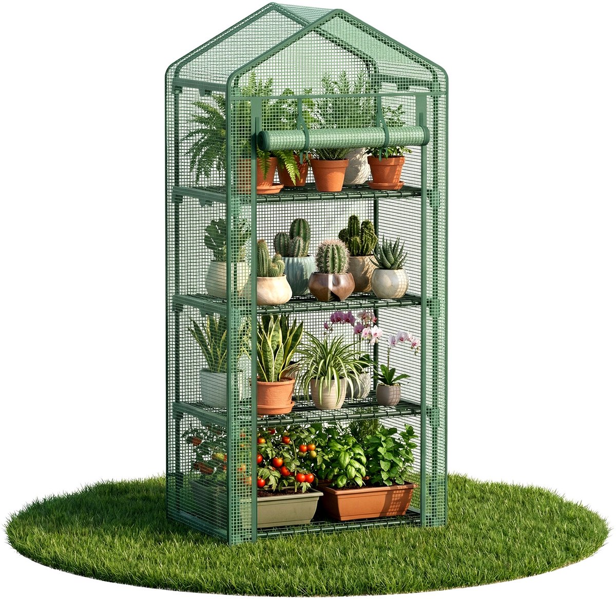 Arvioo‑Mini kas‑4‑laags‑68x49x158cm‑PE gaas‑voor balkon en tuin