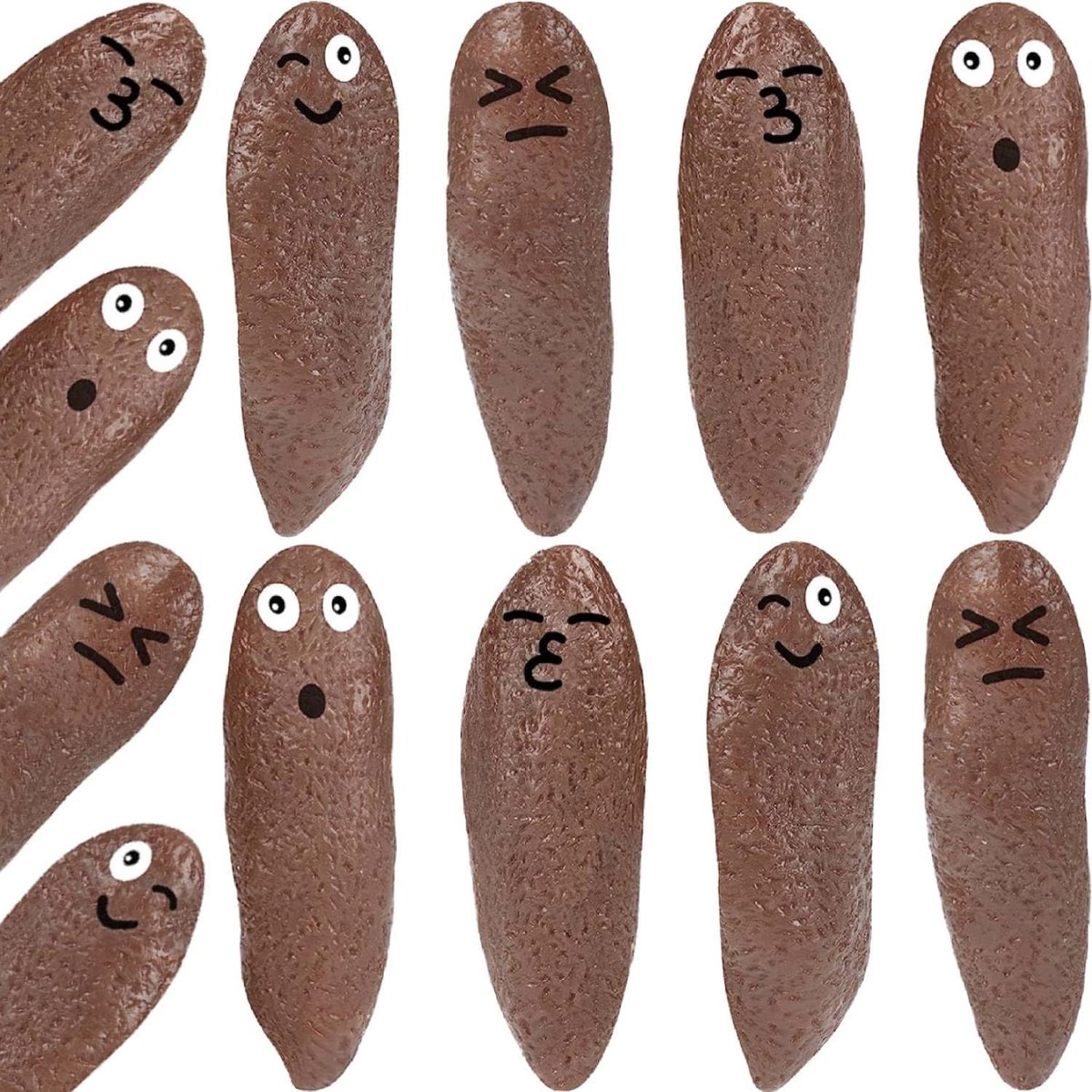 12 Realistisch ogende neppoepjes – Leuke feestartikelen – Grappig speelgoed voor 1 april – Eigenzinnig, leuk speelgoed voor kinderen (perfect om in schoenen of kerstsokken te verstoppen);plakkerig poepspeelgoed met grappige gezichtjes.