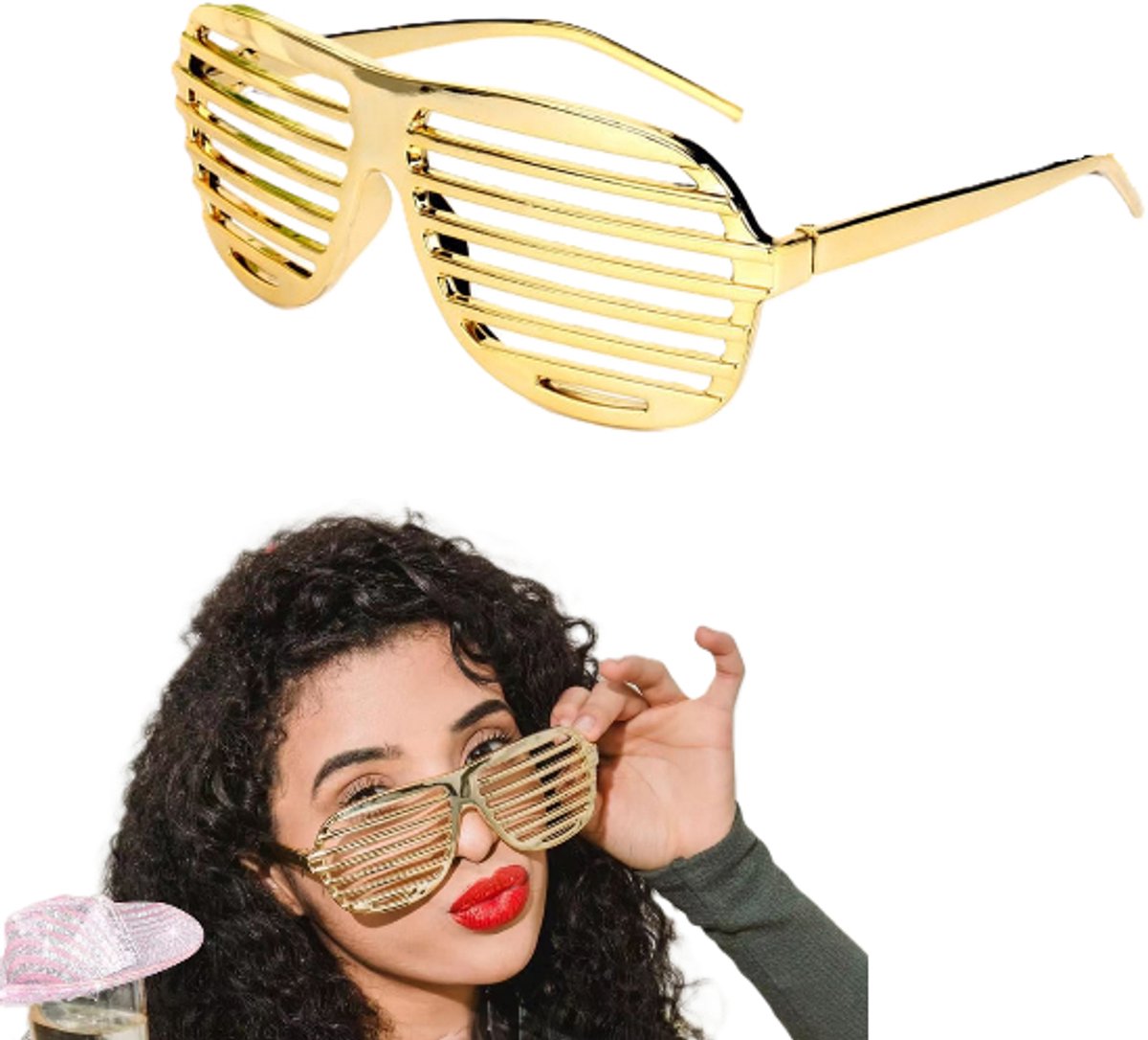 Bril Disco screen goud - Festival bril - Disco Bril - Jaren 60 en 70 - carnaval verkleed accessoires - Goud - LOUZIR